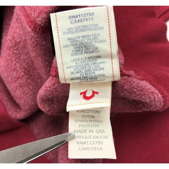 True Religion Atwater Village Hoodie Sweatshirt Mens Medium Red Pullover USA - Picture 7 of 12